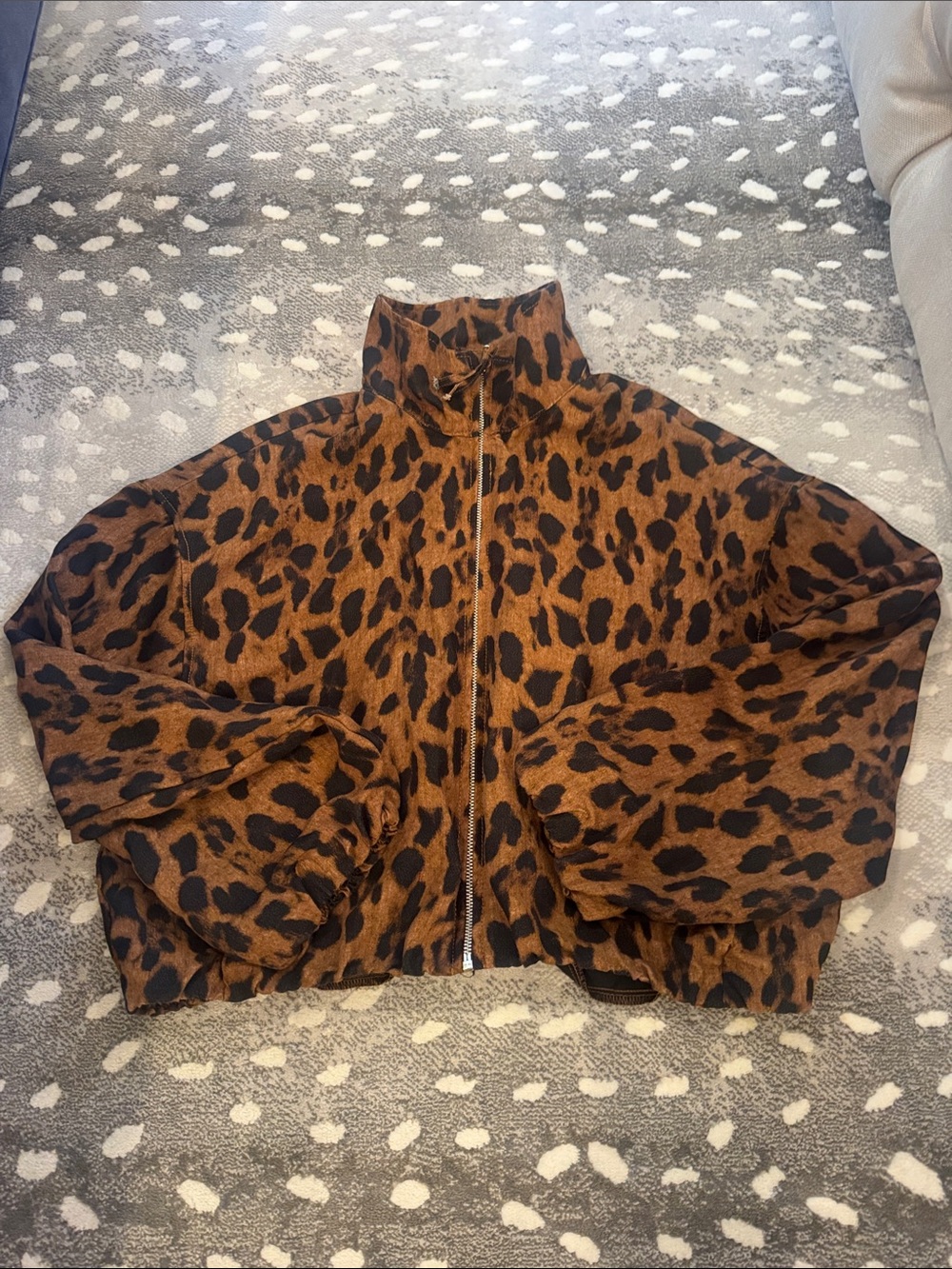 H&M Brown Leopard-Print Bomber Jacket